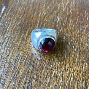 925 Modernist Vintage Ring 6.5 Purple Amethyst Stone